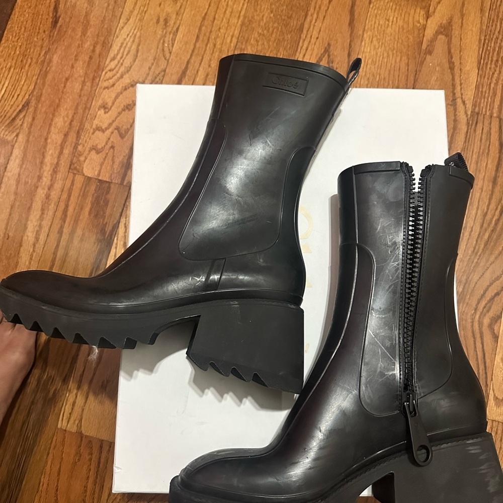 Chloe Betty Rubber Boots Black